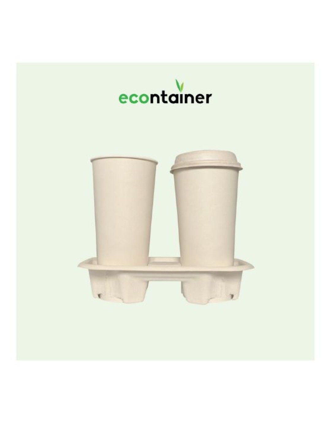 Econtainer 2-cup Holder Tray Compostable and Eco-friendly - Pack of 50 (No Color- Image 2)