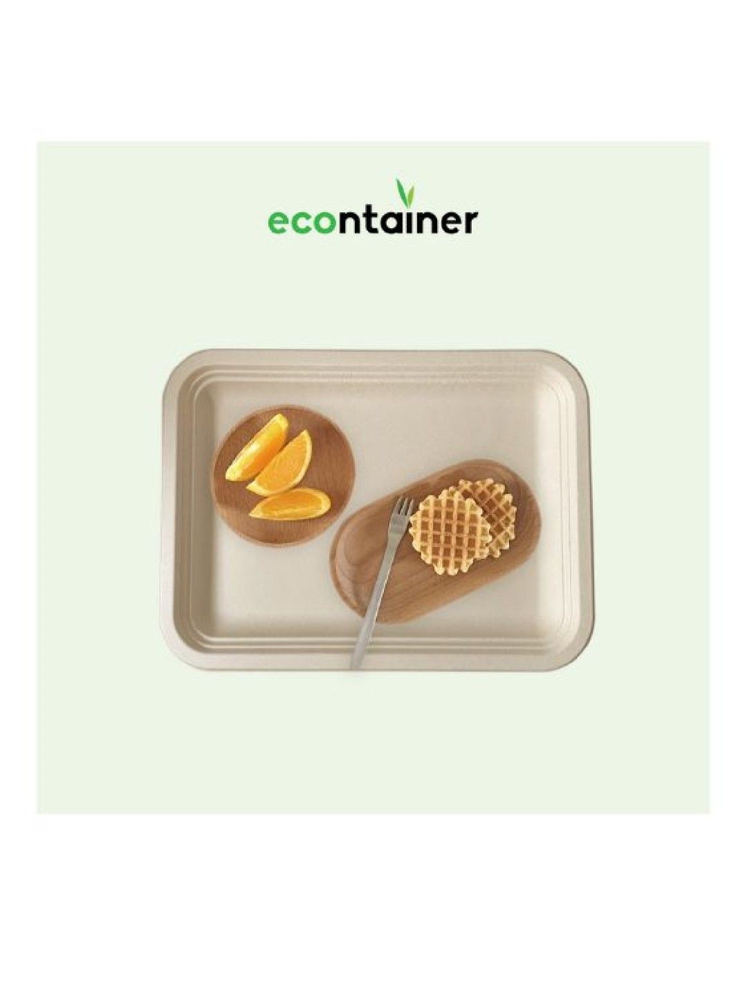 Econtainer Rectangular Serving Tray Compostable and Eco-friendly - Pack of 50 (No Color- Image 2)