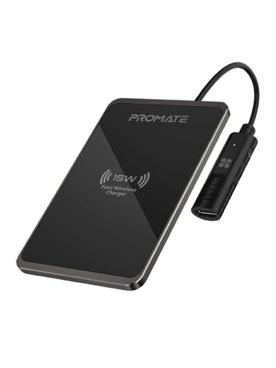 Promate AuraCard-15W Fast Charging Slim Metallic Wireless Charger (No Color- Image 1)