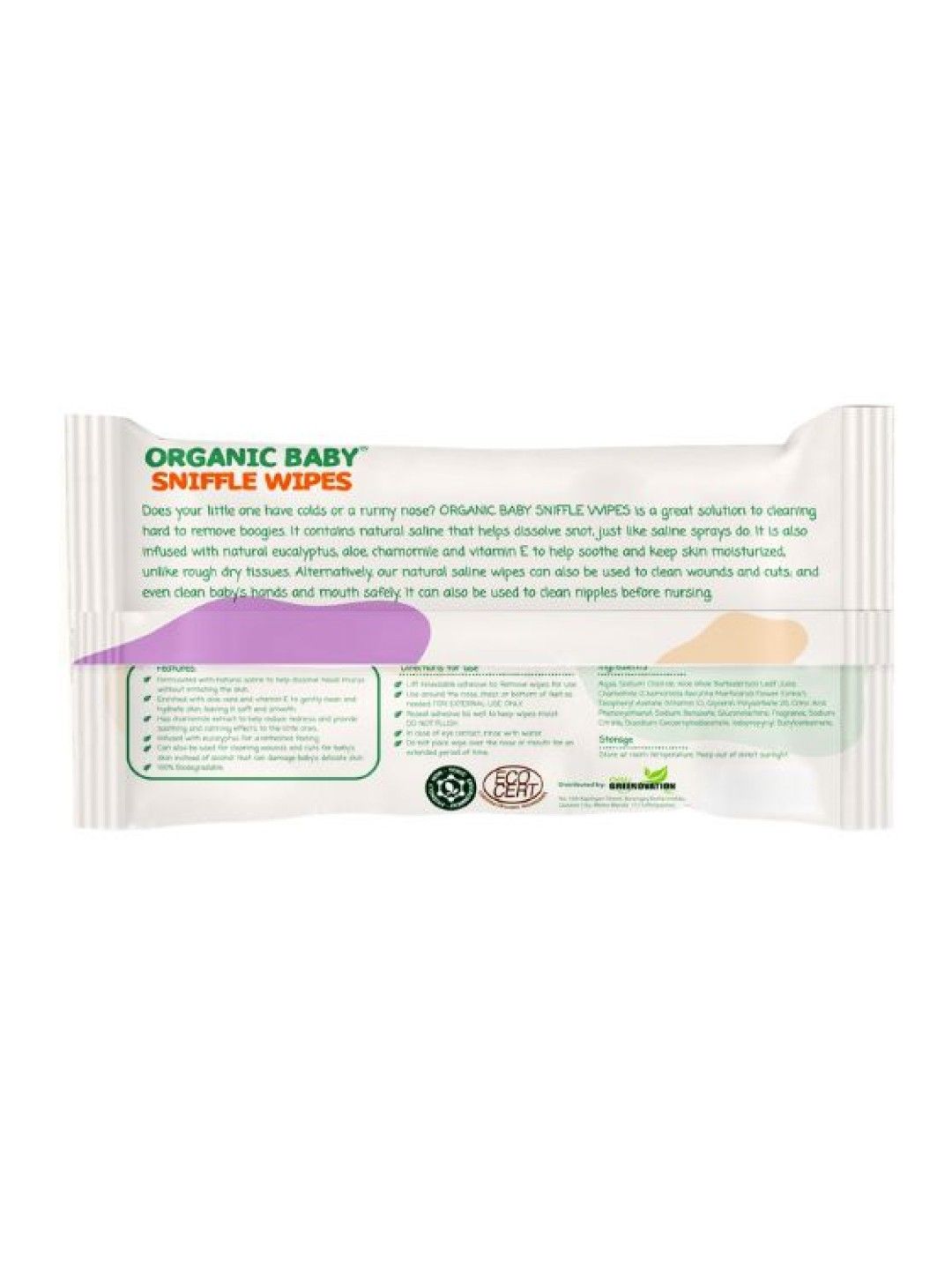 Organic Baby Wipes Sniffles Singles (No Color- Image 2)