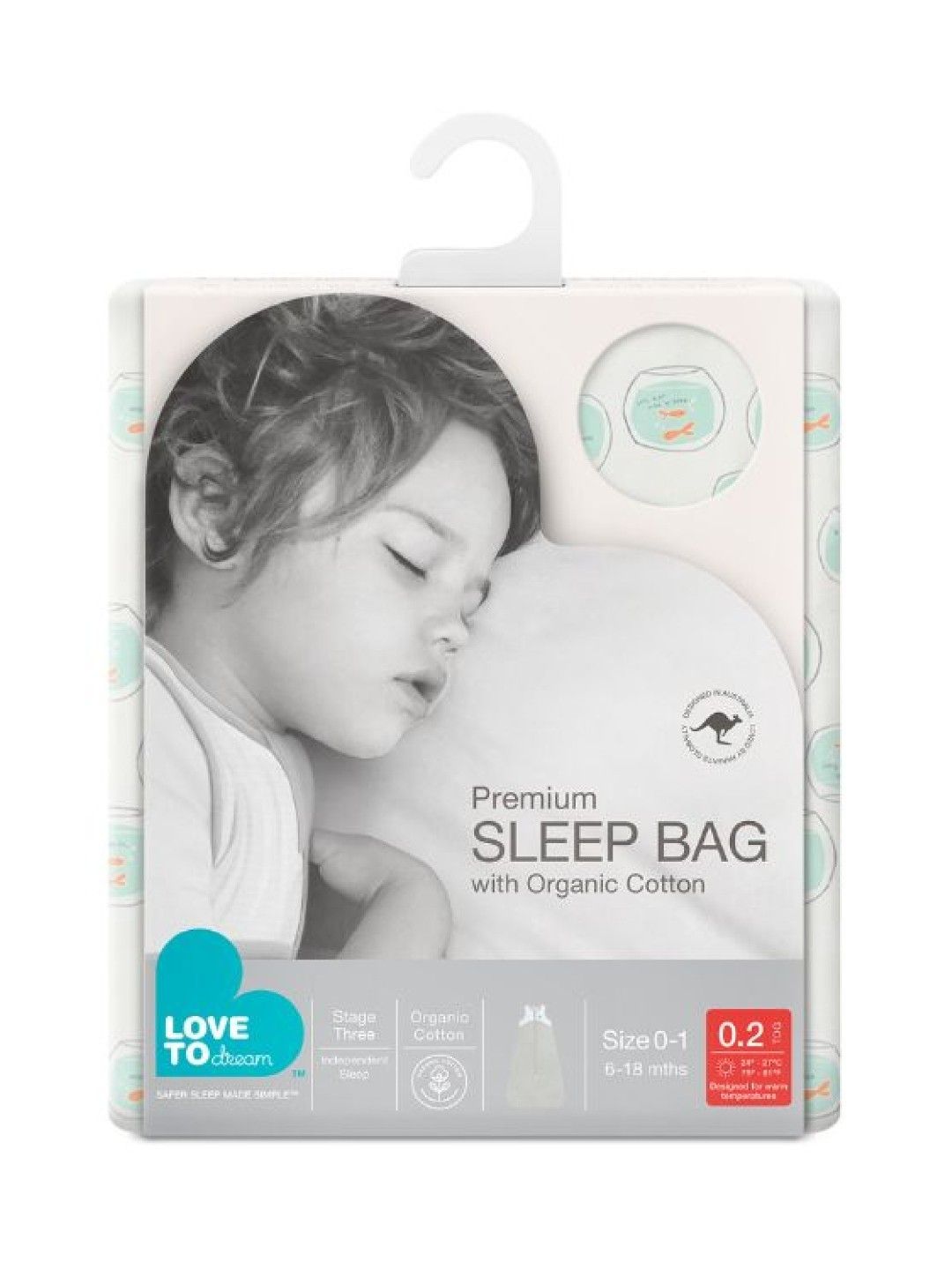 Love To Dream LTD Organic Cotton Sleep Bag .2Tog (White- Image 2)