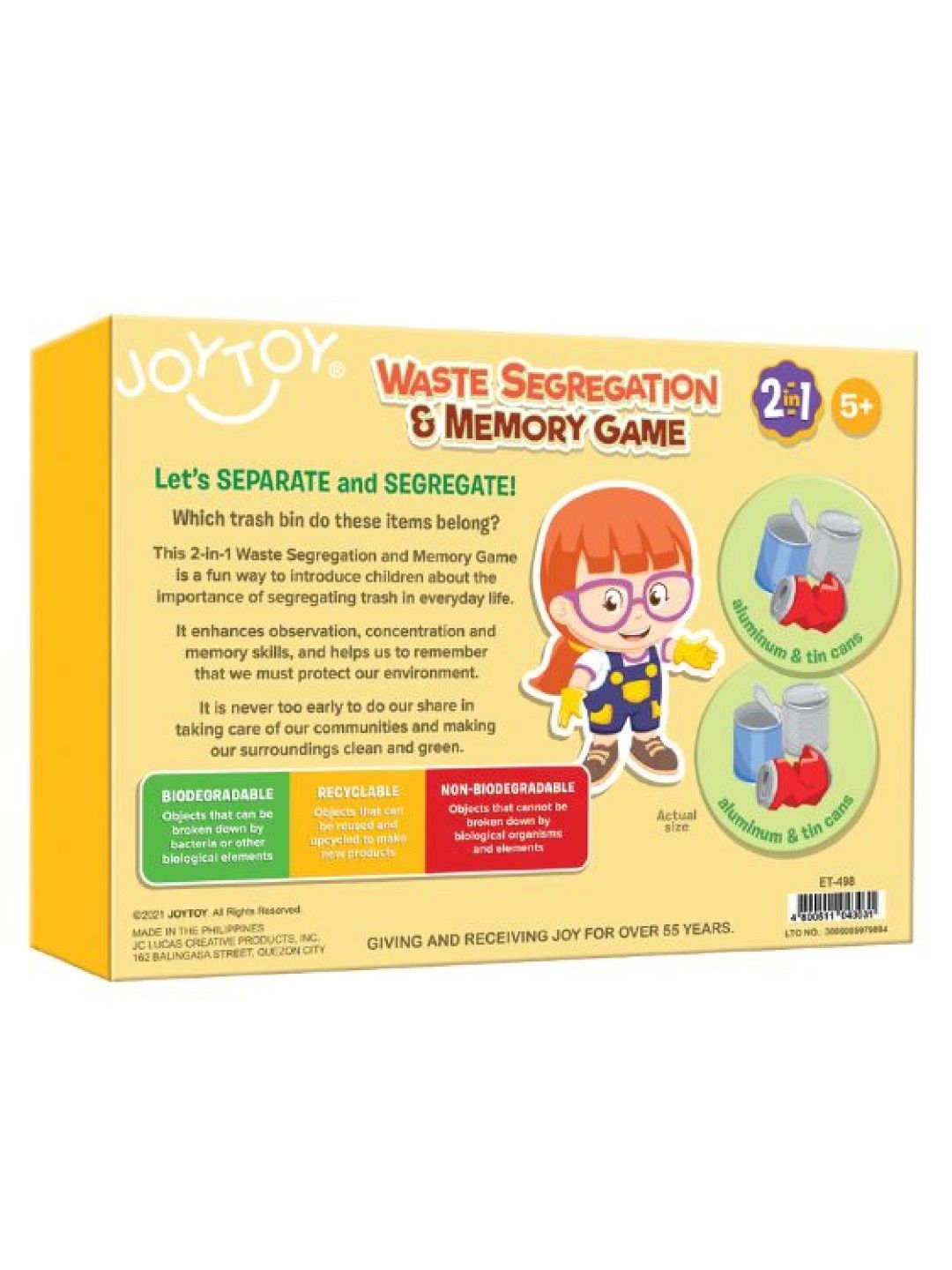 Joytoy Waste Segregation & Memory Game 2-In-1 (No Color- Image 2)