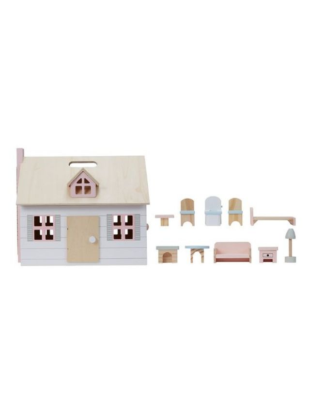 Anko 11 Piece Wooden Fold and Go Dollhouse