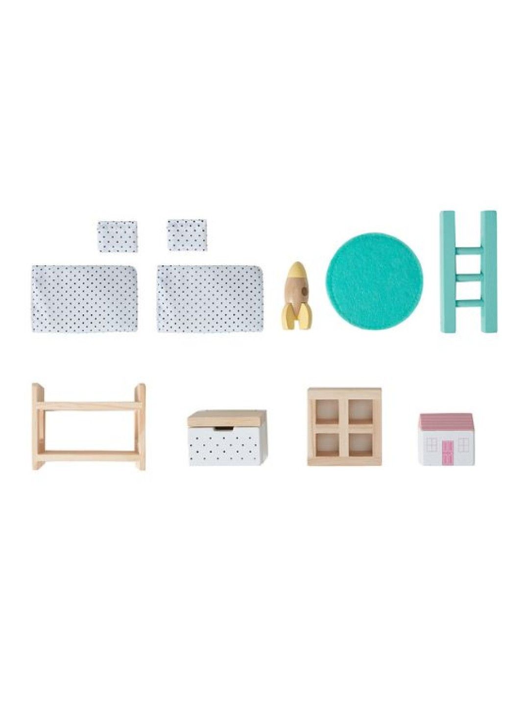 Anko Wooden Dollhouse Kids Bedroom Furniture Set (No Color- Image 2)