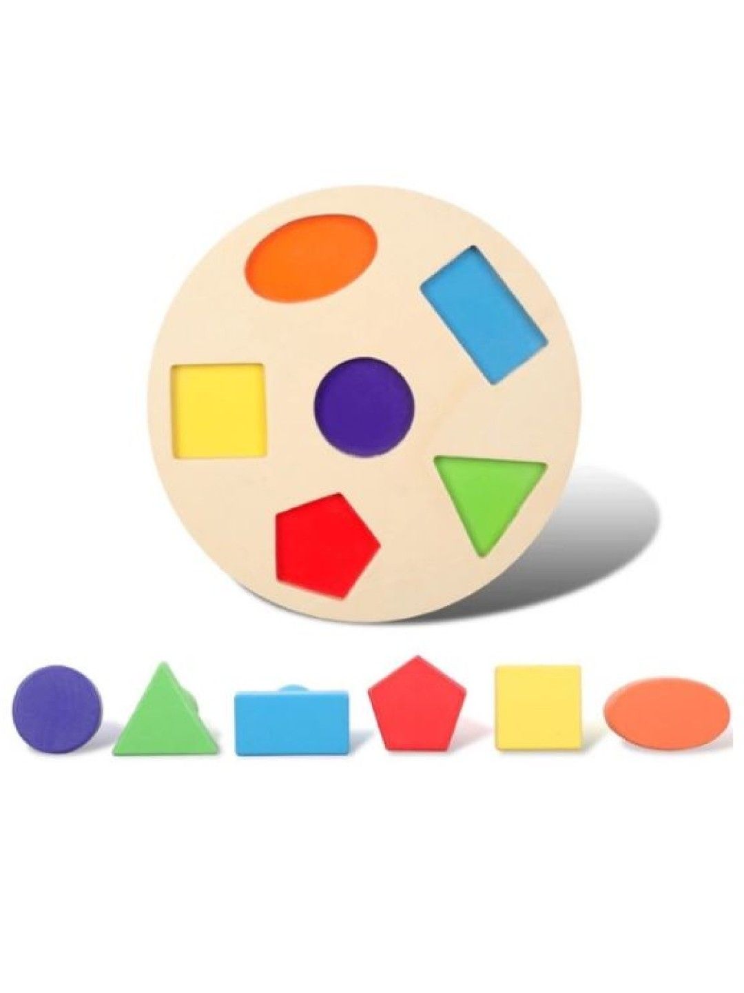 Matmat + Lulu Montessori Geometric Knobbed Puzzle Shape and Color Sorter (Round) (No Color- Image 3)