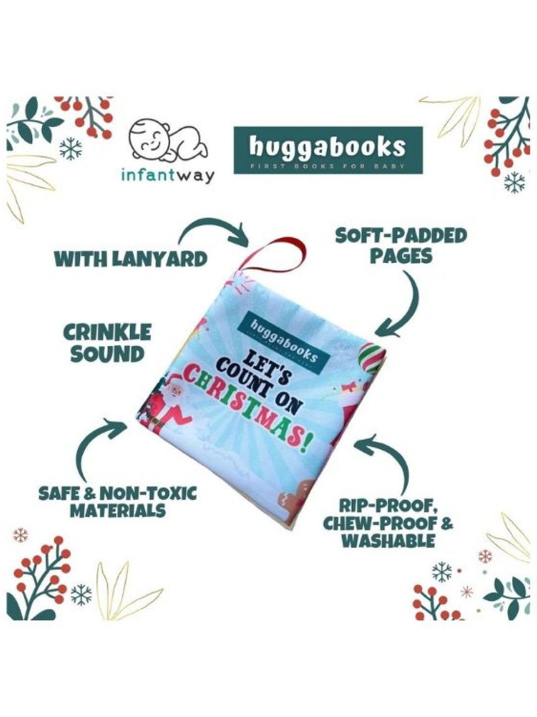 Infantway Huggabooks Christmas Cloth Book (No Color- Image 2)