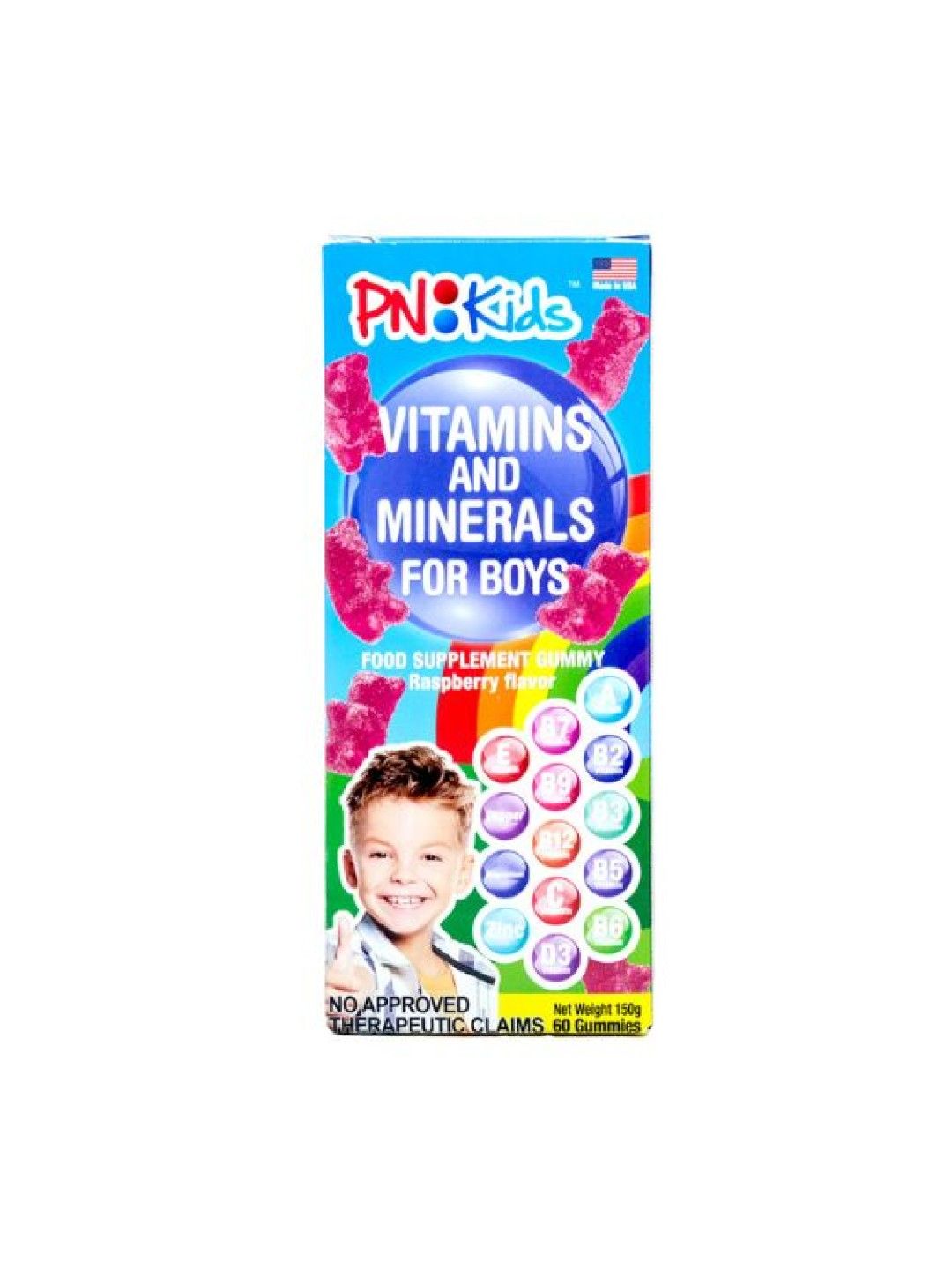 PNKids Vitamins and Minerals for Boys Gummy Raspberry Flavor 60s (150g) (No Color- Image 2)