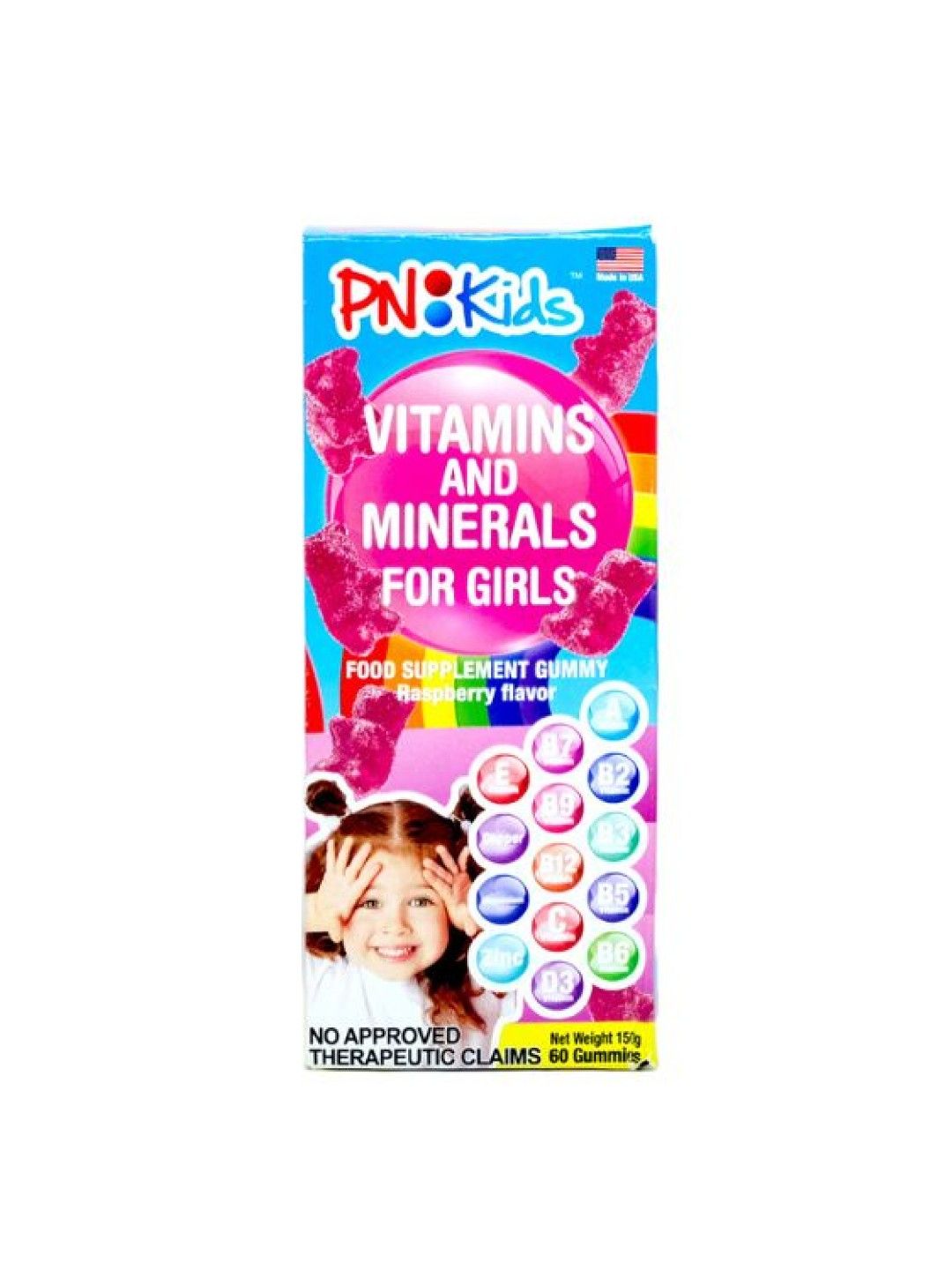 PNKids Vitamins and Minerals for Girls Gummy Raspberry Flavor 60s (150g) (No Color- Image 2)