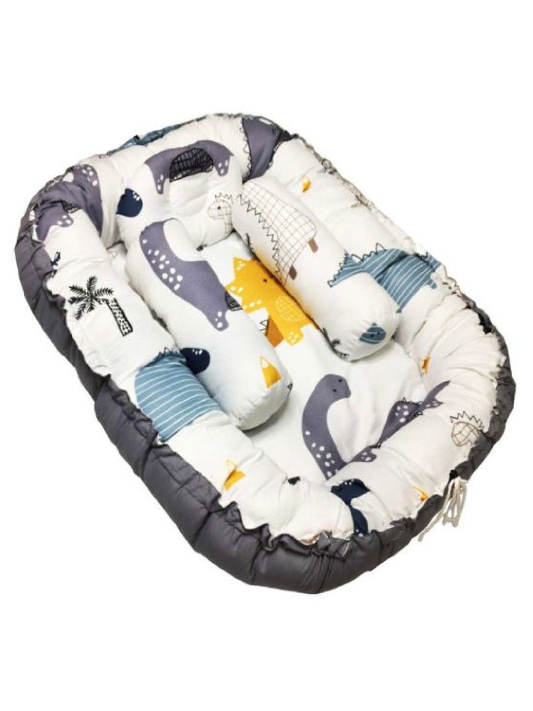 Kozy Blankie Bundle: Grey Crib nest + Dinotopia Nursing Pillow (No Color- Image 2)