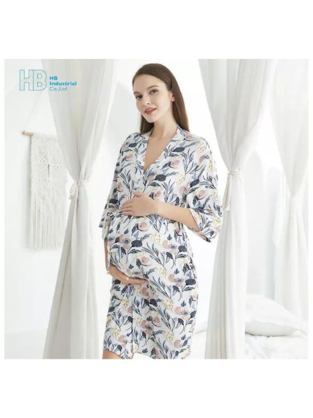 Mamei New Bamboo Rayon Knit Maternity Mom Robe and Baby Swaddle Set (No Color- Image 2)