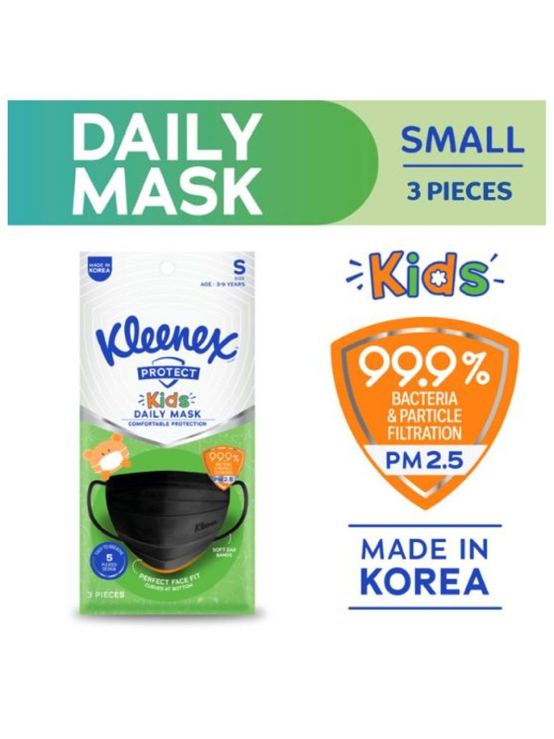 Kleenex [Buy 5, Get 10% off] Protect Kids Daily Face Mask Small 3-Pack (15pcs) (No Color- Image 2)