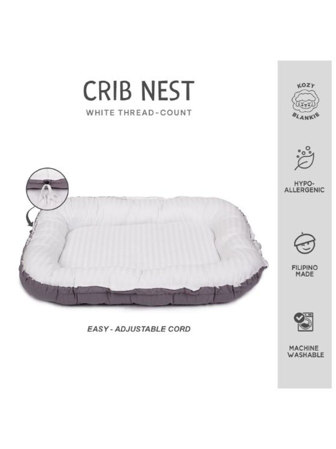 Kozy Blankie Crib Nest - White Thread (No Color- Image 2)