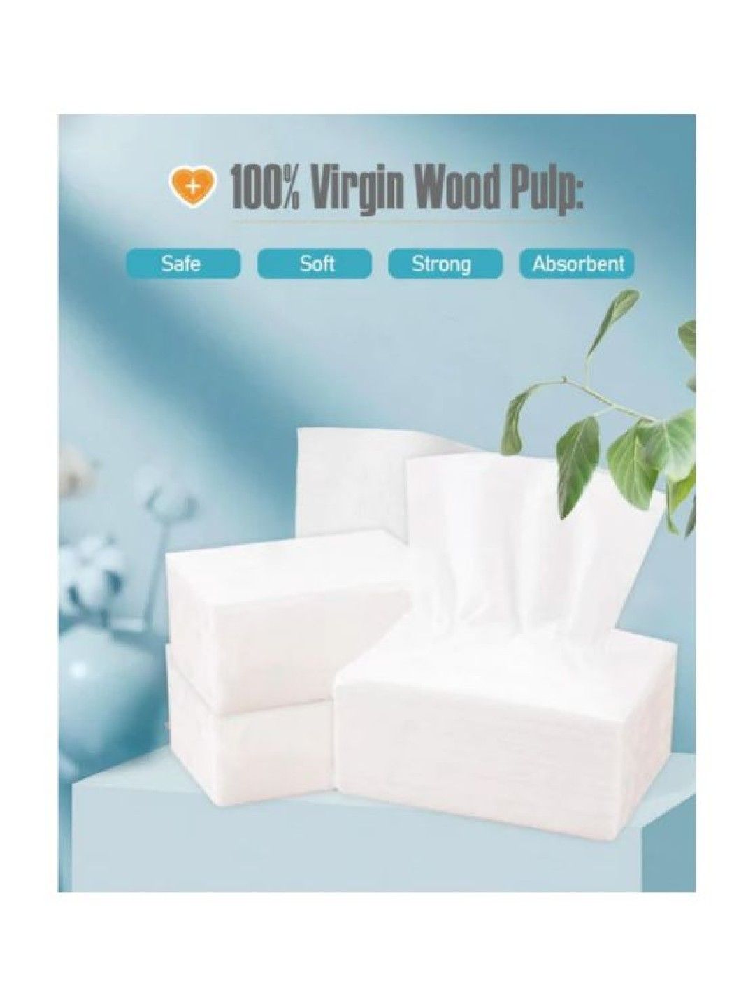 QT Hub Virgin Wood Pulp Tissue 3ply (160pulls) (No Color- Image 2)