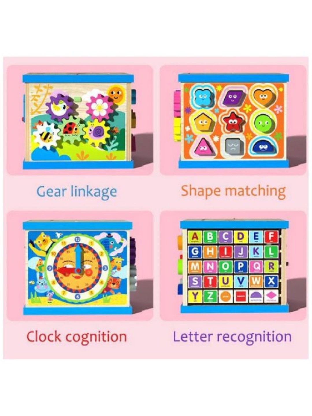QT Hub 5 Sides Wooden Cube Toy (No Color- Image 2)