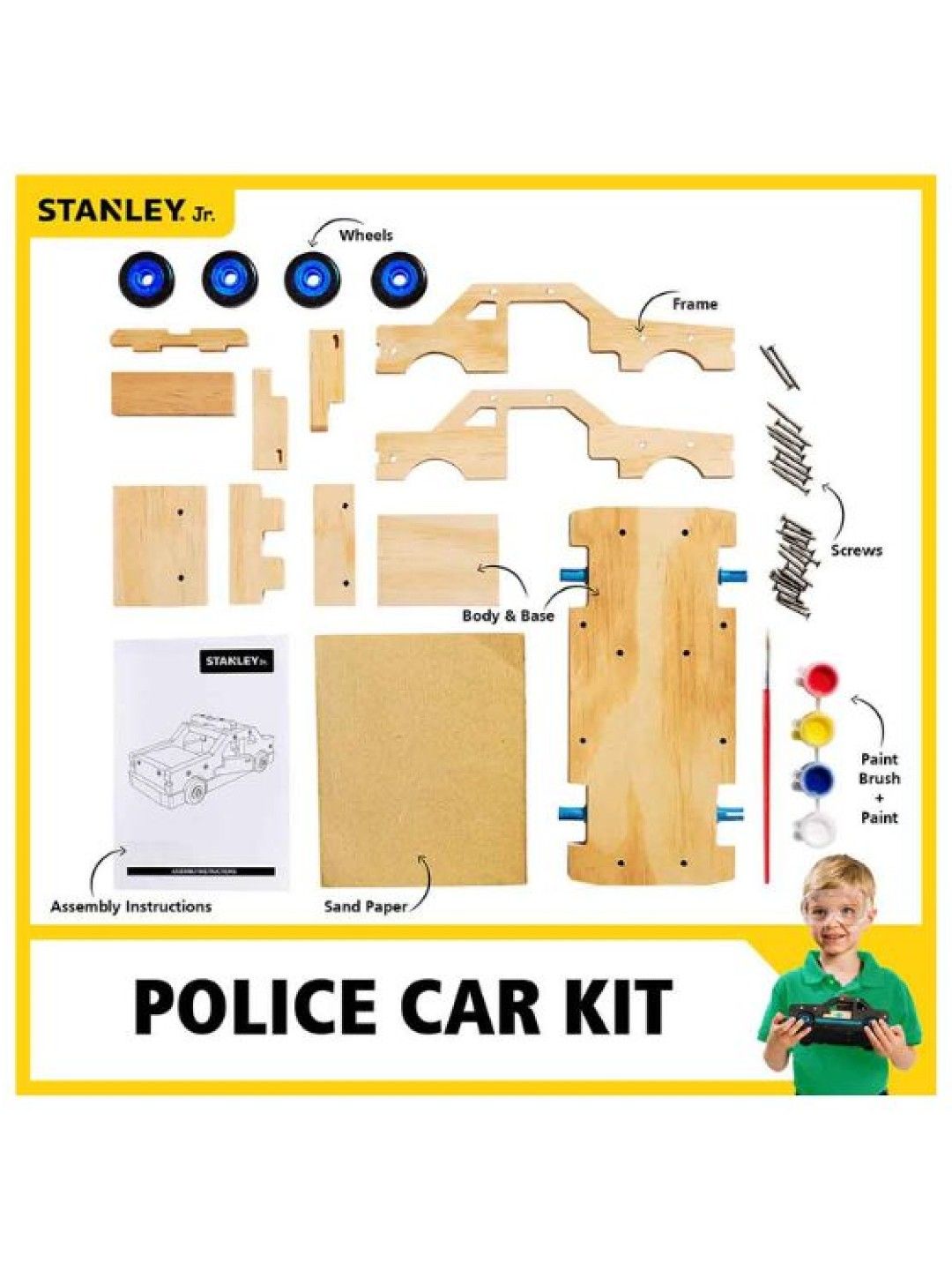 Stanley Police Car Assembly Kit (Wooden) (No Color- Image 2)