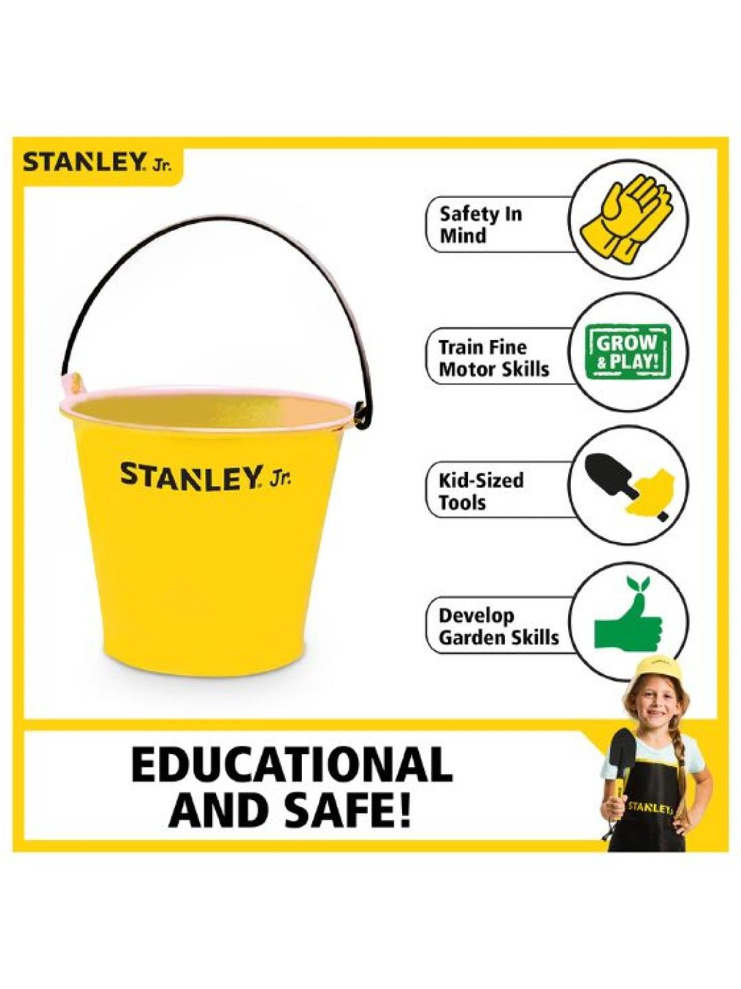 Stanley Mini Garden Metal Pail for Kids (4-inch diameter) (Yellow- Image 2)