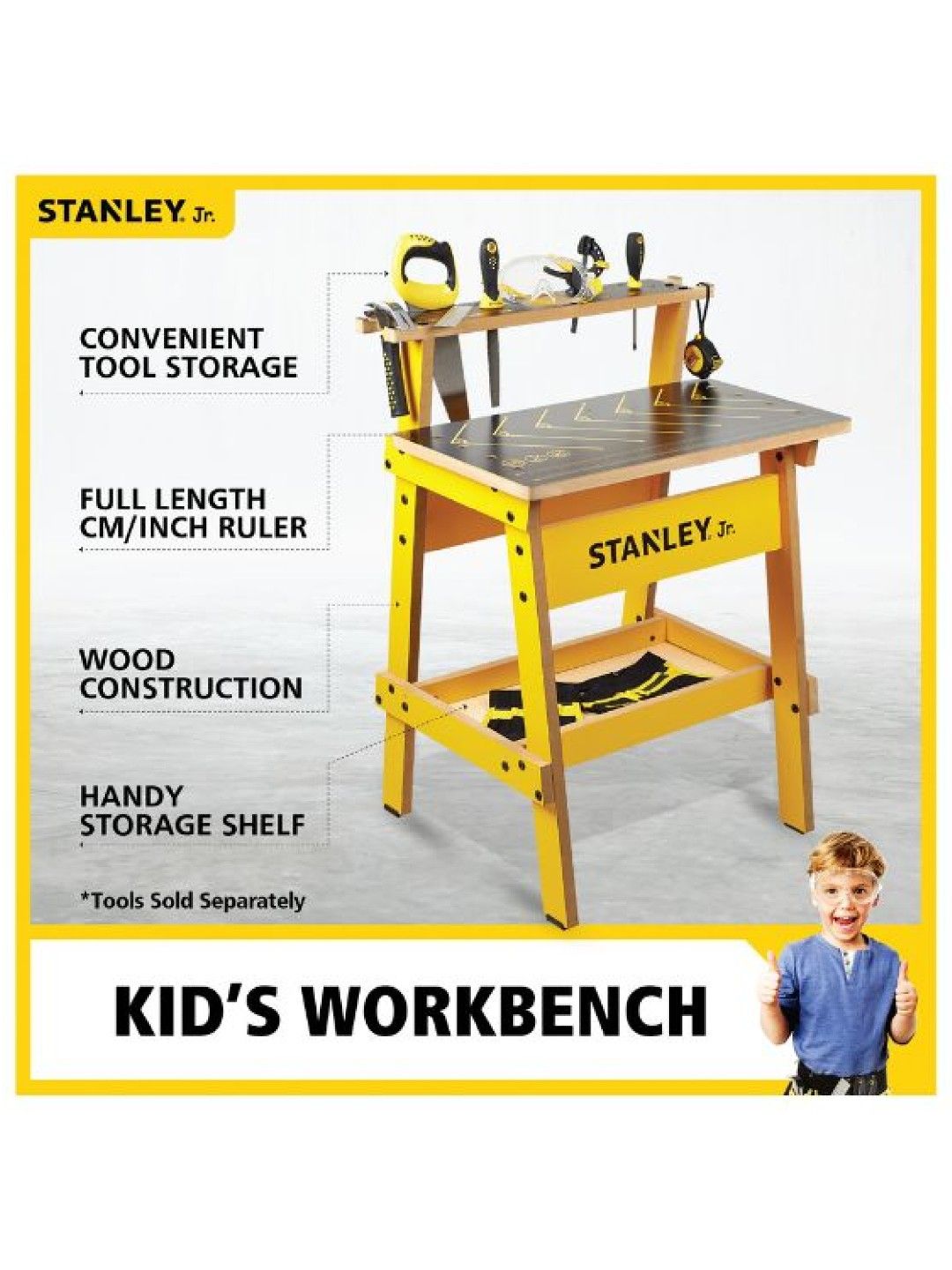 Stanley Heavy-Duty Kid's Work Bench - Real DIY Workshop Table for Kids (No Color- Image 2)