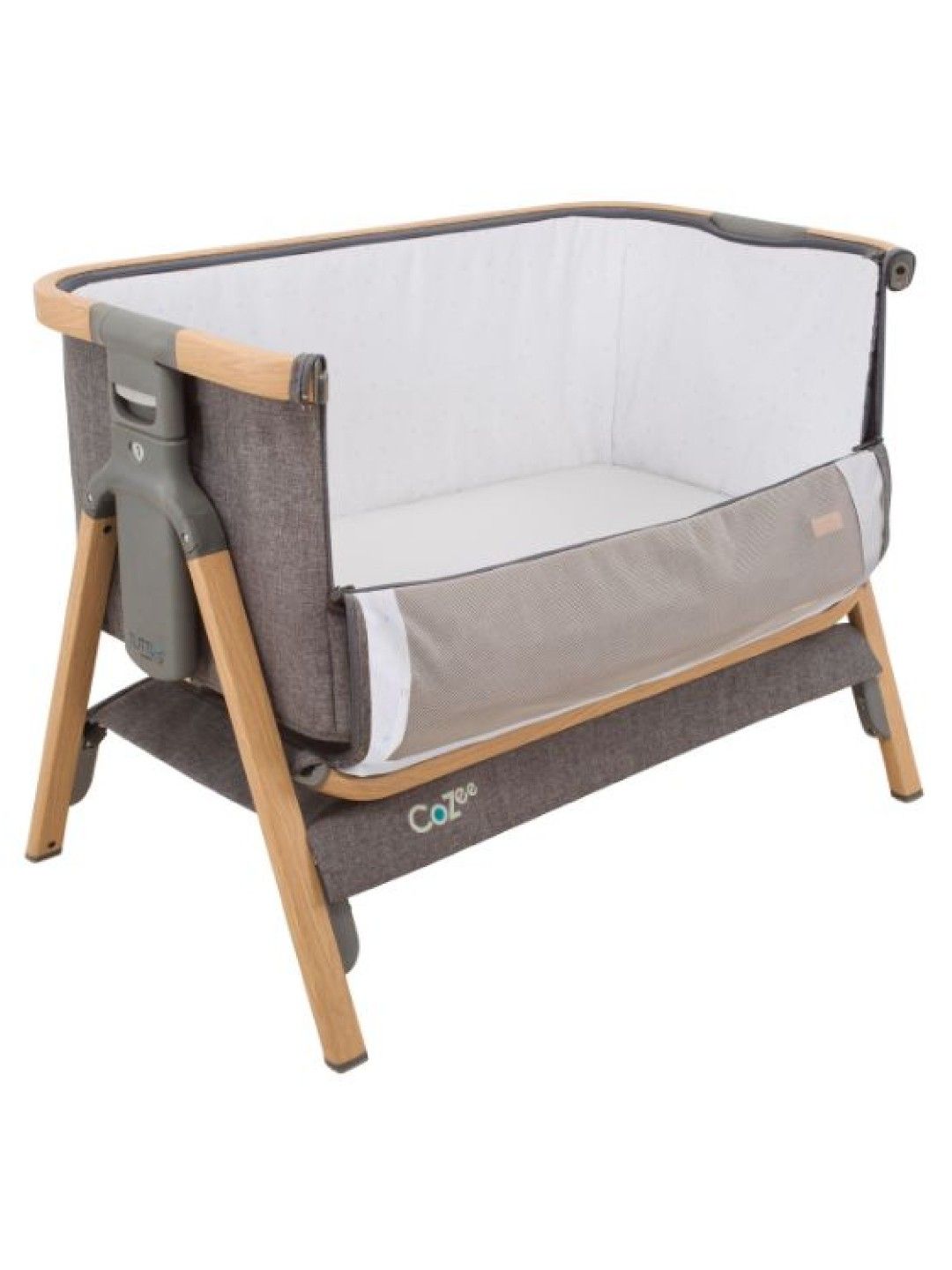 Tutti Bambini Cozee Bedside Crib - Oak and Charcoal (Oak and Charcoal- Image 2)