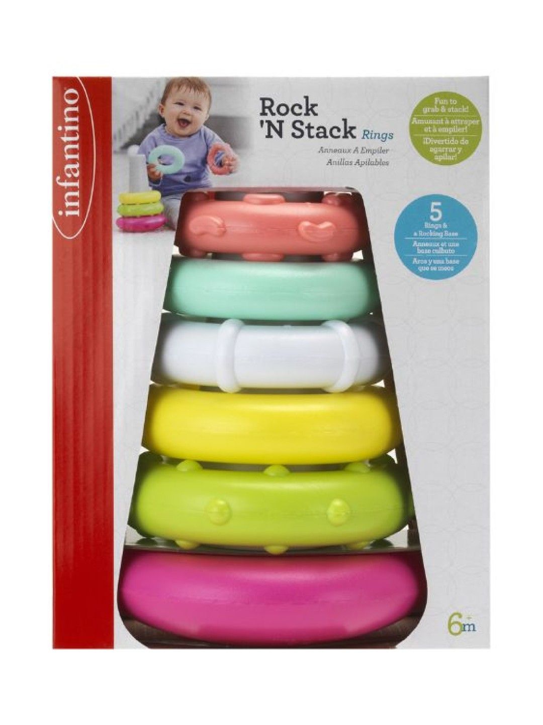 Infantino Rock 'N Stack Rings Pastel Colors (Pastel- Image 2)