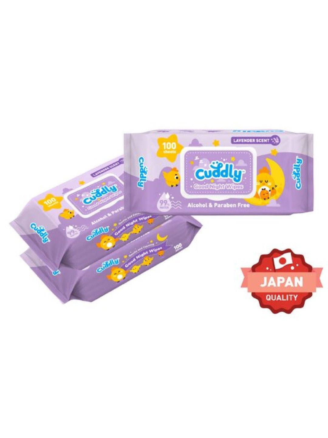 Cuddly Good Night Baby Wipes 100s - Lavender Scent (3 Packs) (No Color- Image 1)