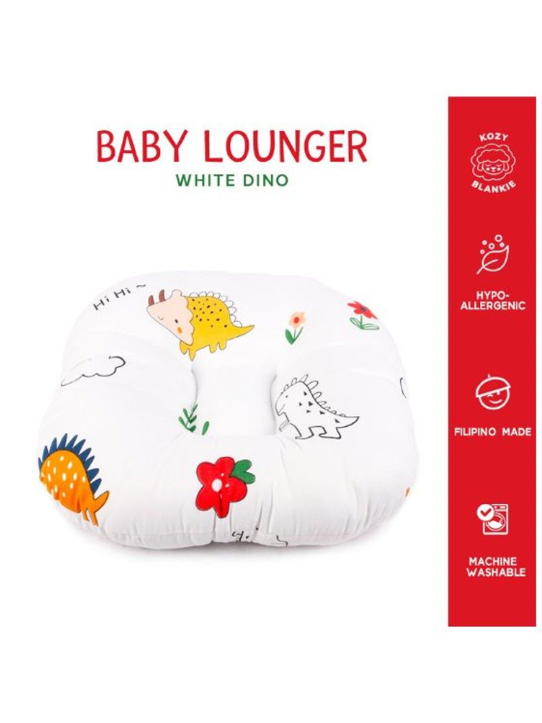 Kozy Blankie Newborn Lounger (White Dino- Image 2)