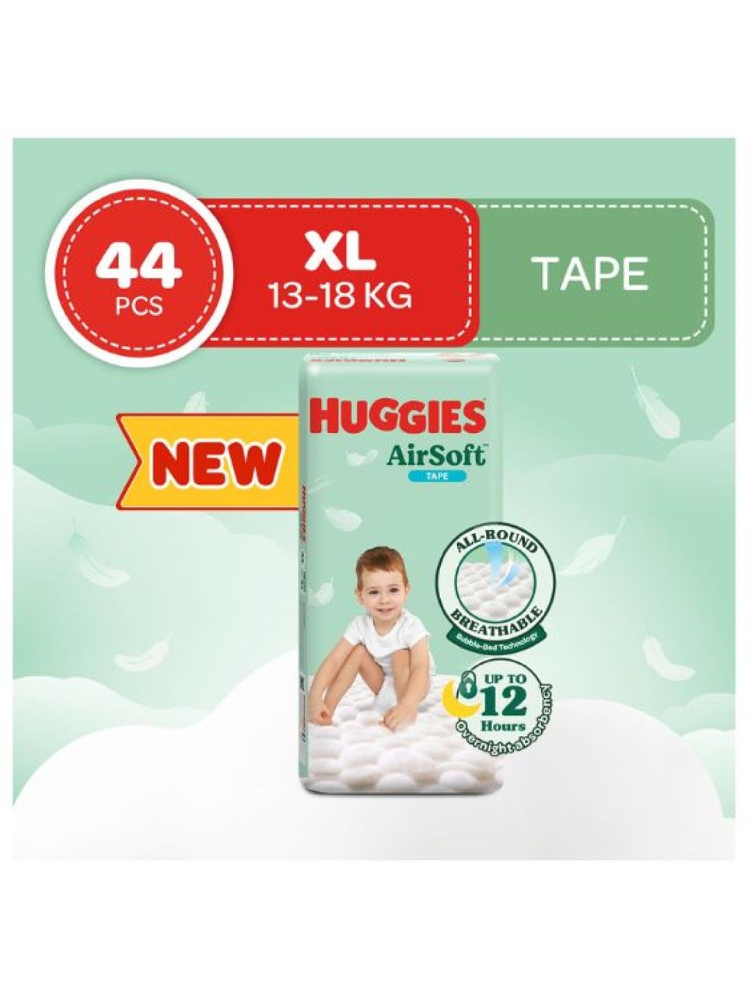 Huggies AirSoft Tape Diapers XL - 44 pcs (No Color- Image 2)