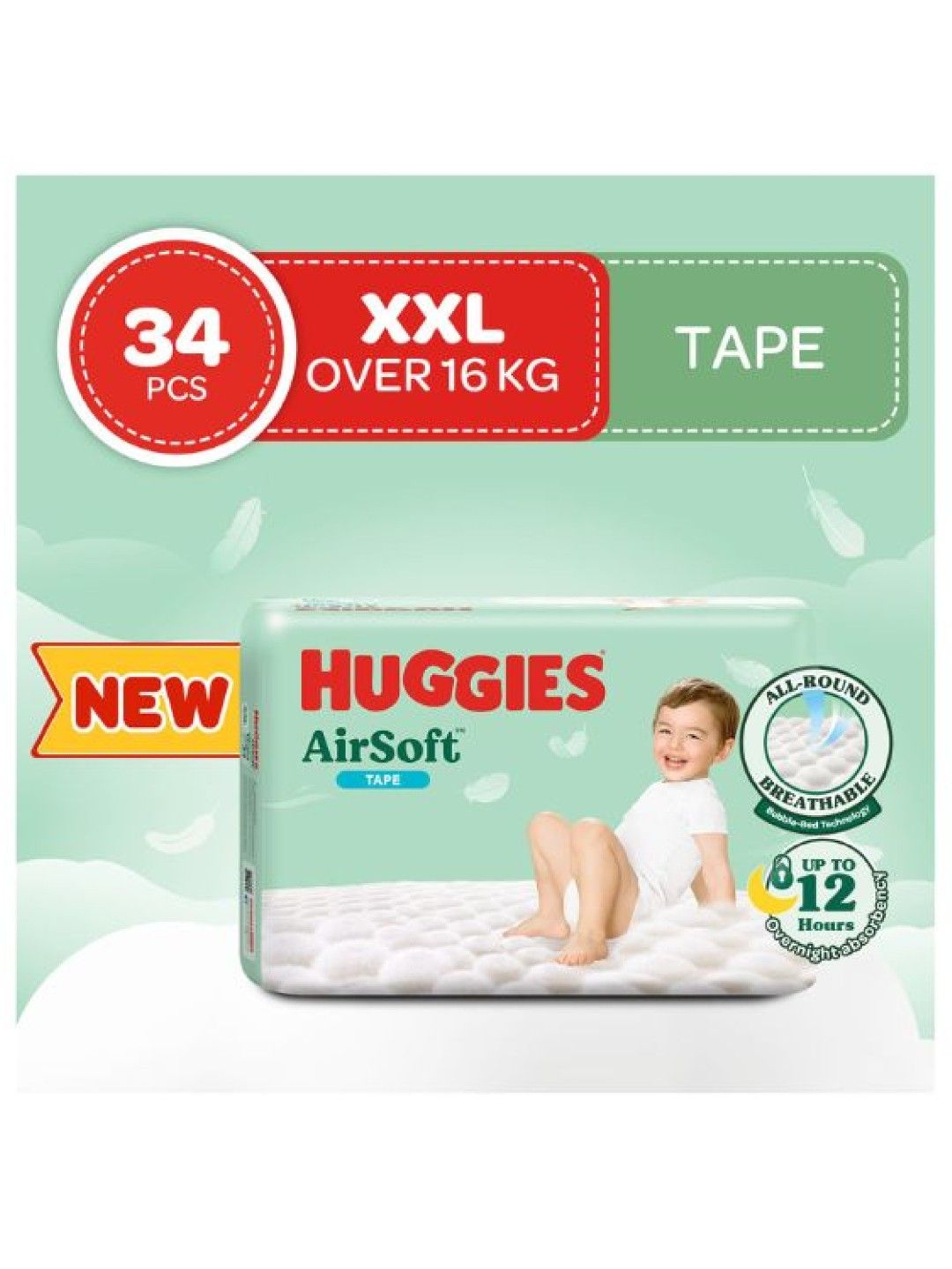 Huggies AirSoft Tape Diapers XXL - 34 pcs (No Color- Image 2)