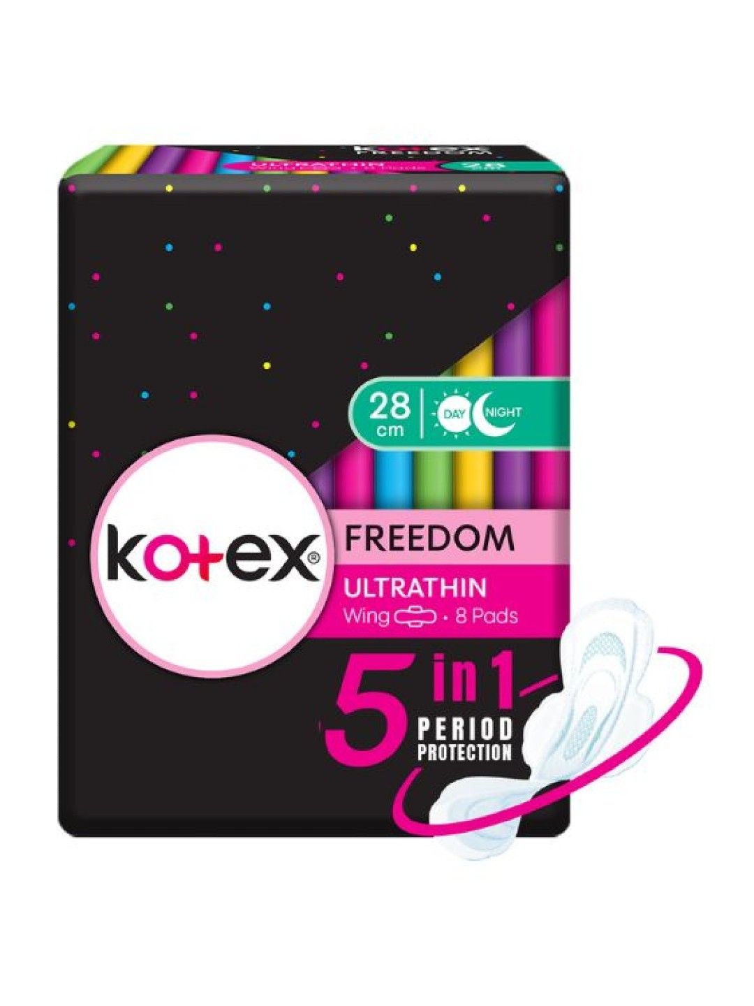 Kotex Freedom Ultrathin Sanitary Napkins 28cm - 16 Pads (8 Pads x 2  Packs) (No Color- Image 2)