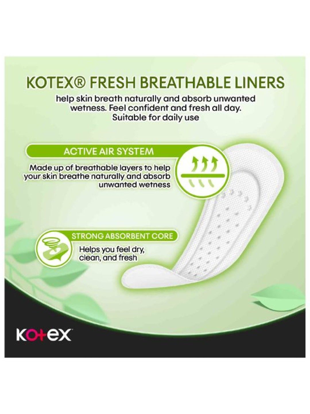 Kotex Liners Daily Fresh (32s x 2 Pack) (No Color- Image 2)