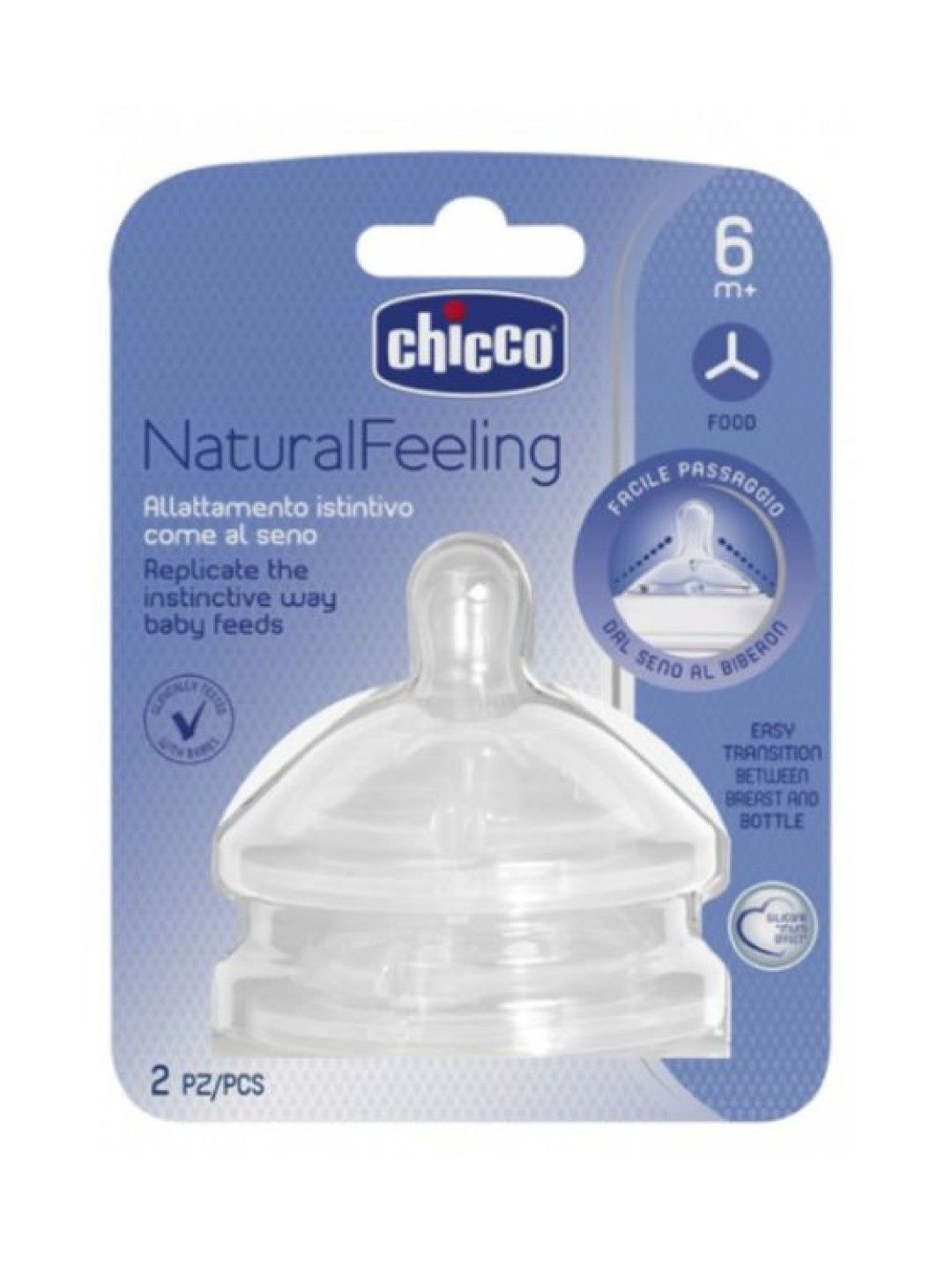 Chicco Natural Feeling Teats 6m+ Food Flow (2pcs) (No Color- Image 2)