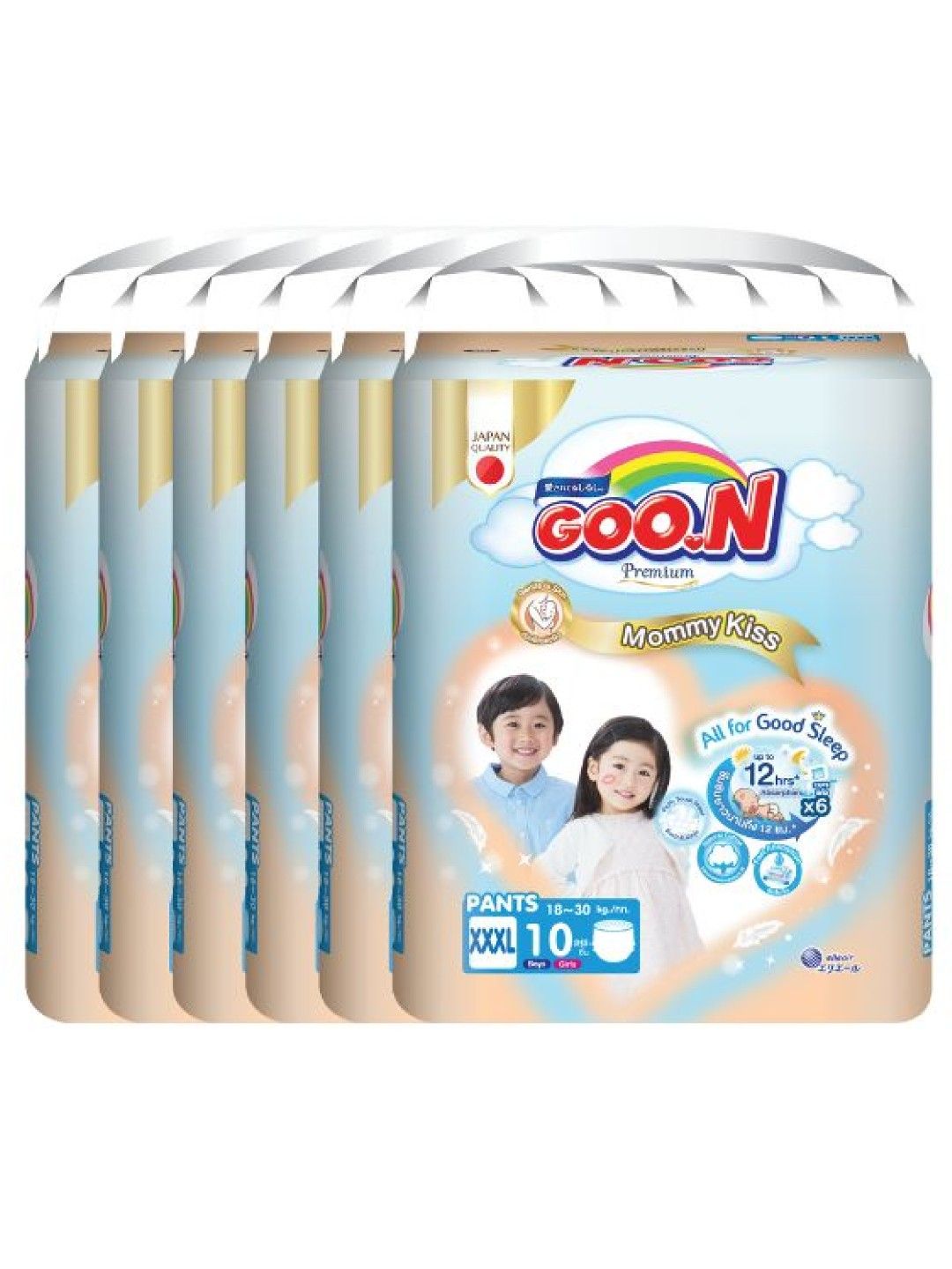 GOO.N Mommy Kiss Premium Diaper Pants XXXL 6-Pack (60pcs) (No Color- Image 1)