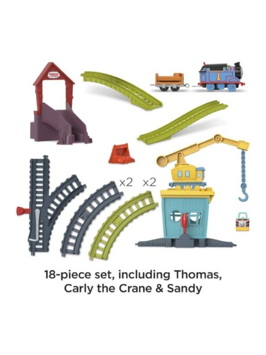 Thomas & Friends Train Set With Carly the Crane Sandy And Motorized Thomas, Fix ‘Em Up Friends (No Color- Image 2)