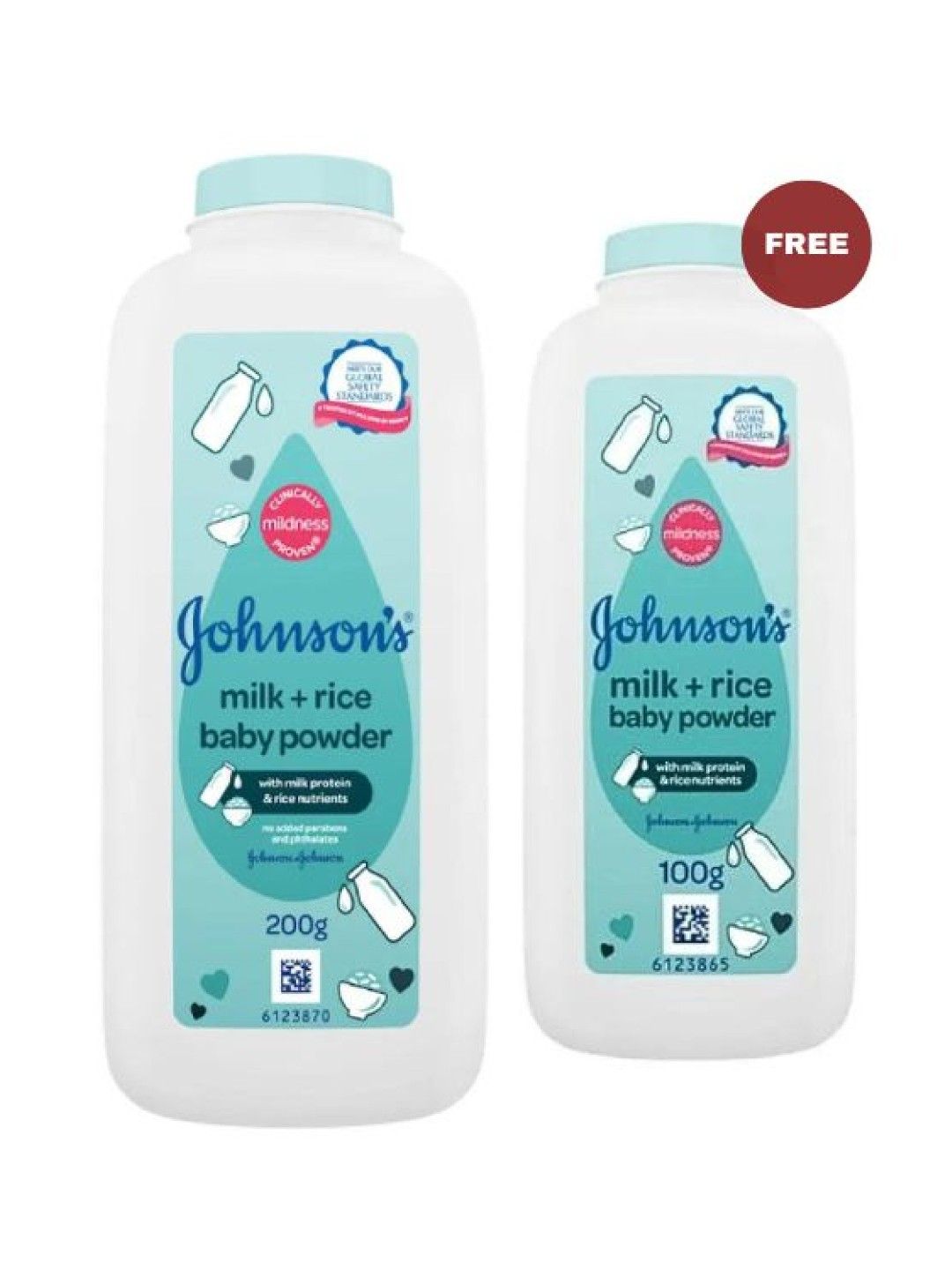 Johnson's Milk+Rice Baby Powder 200g + Free 100g edamama