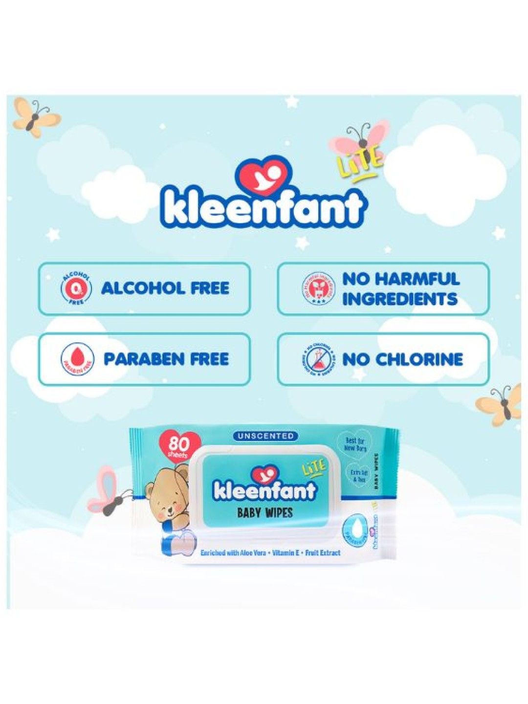 Kleenfant Lite Unscented Baby Wipes 80 sheets (No Color- Image 2)