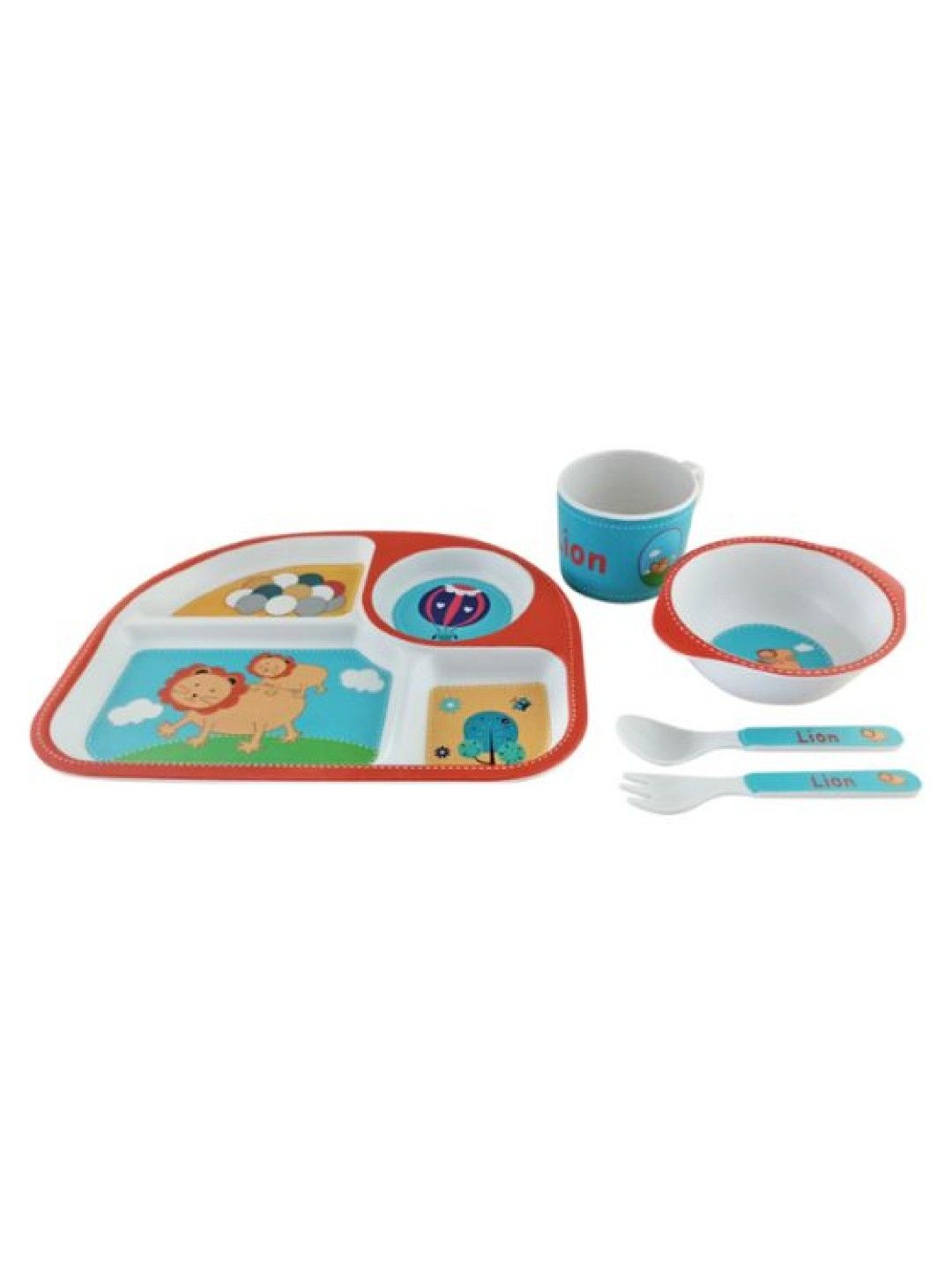 Giggli Kids Bamboo Fiber Plate and Bowl Set (Orange Lion- Image 2)