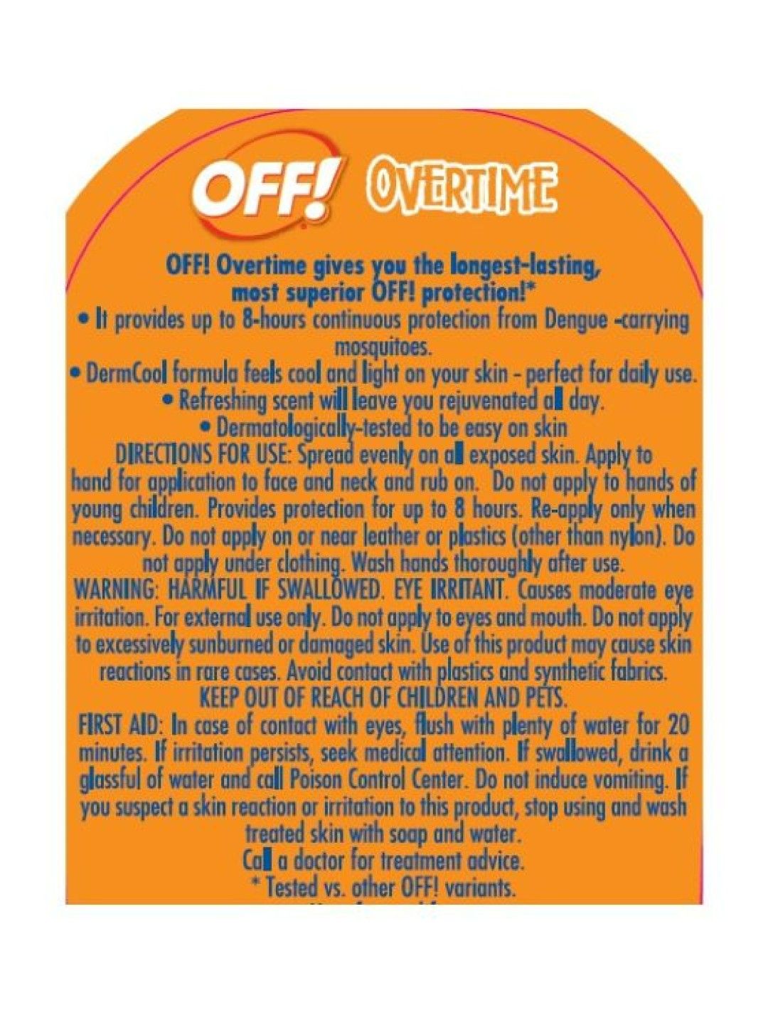 OFF! Mosquito Repellent Overtime Lotion (100ml) (No Color- Image 2)