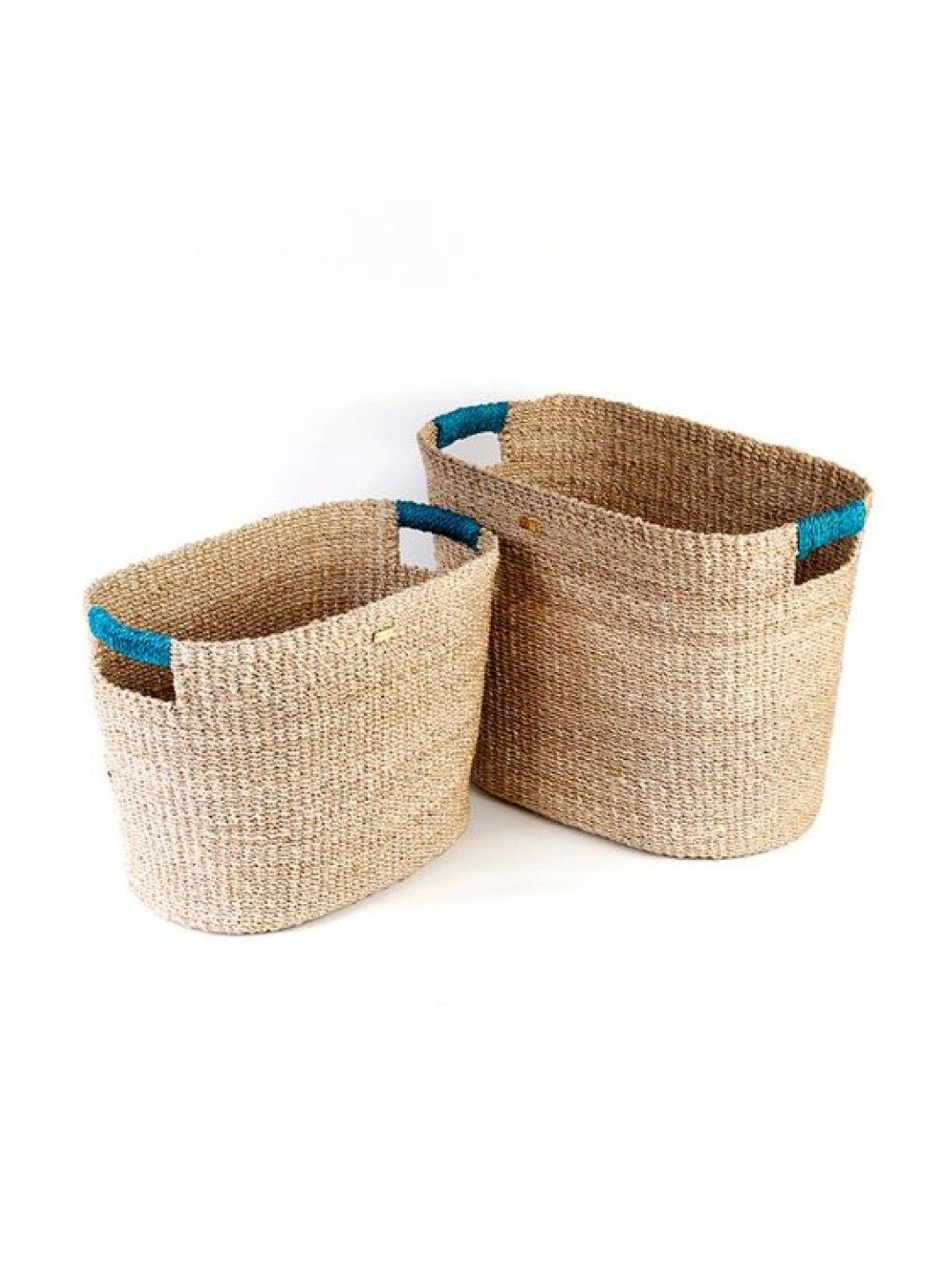 Habi Home Ivy Oval Storage Baskets Set of 2 (Small, Large) (Gray- Image 2)