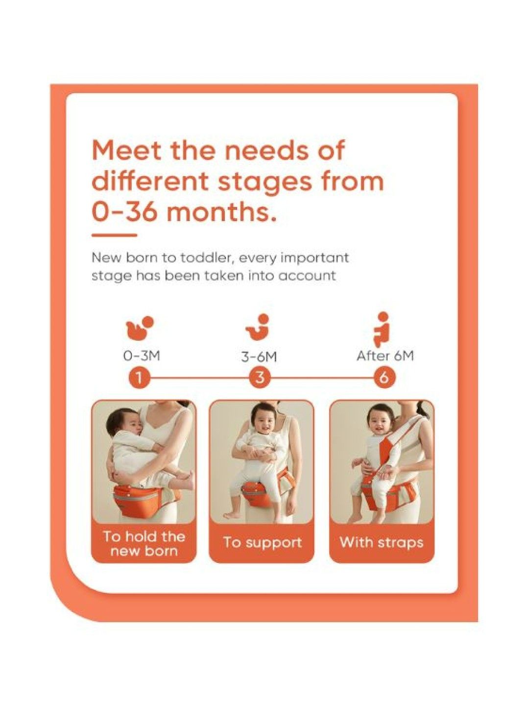 Yoboo Ergonomic Baby Carrier (Orange- Image 2)