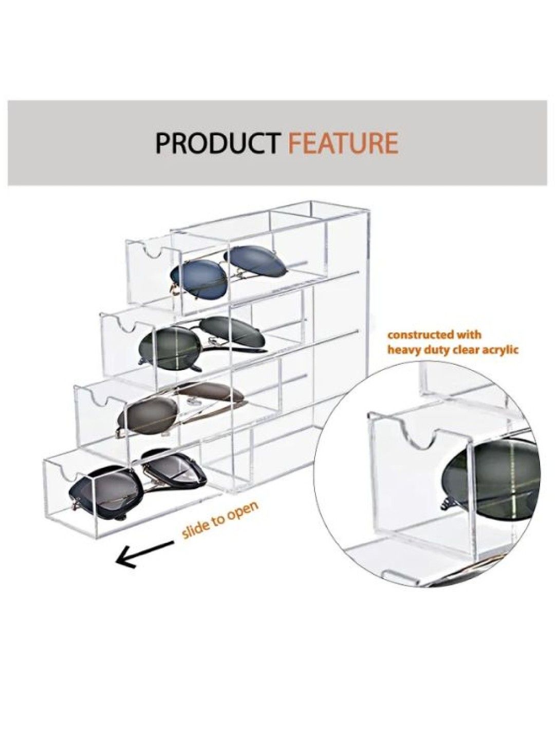 Ayousin Sunglasses Organizer (Clear- Image 2)