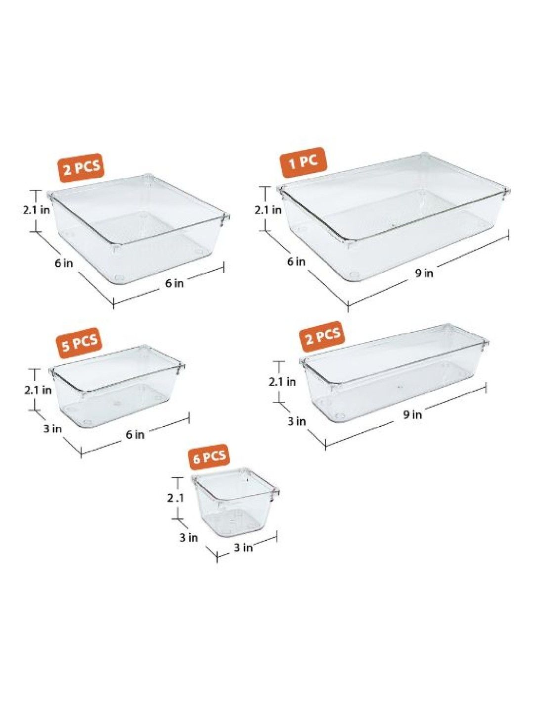 Ayousin Plastic Drawer Organizer Set (16pcs) (Clear- Image 2)