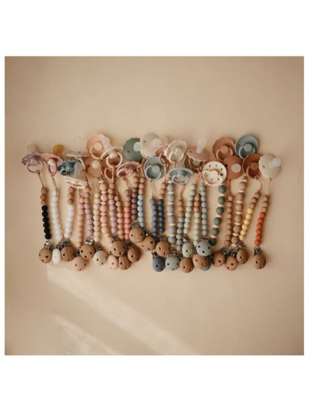 Mushie Silicone Pacifier Rattle Clip | Mila (Natural- Image 2)