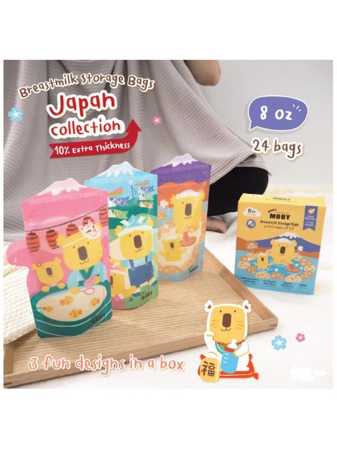 Baby Moby 8oz Breastmilk Storage Bags - Japan Collection (No Color- Image 2)
