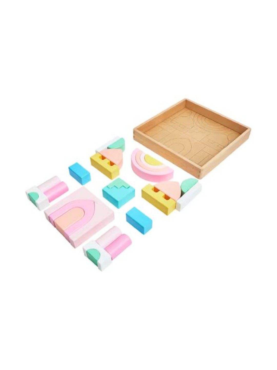 Wooden Rainbow Castle Block Set