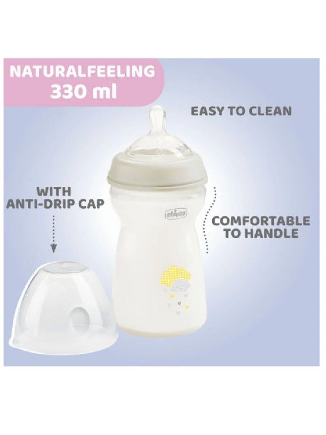 Chicco Natural Feeling Baby Bottle 330ml - 6Mos+ - Unisex (White- Image 2)