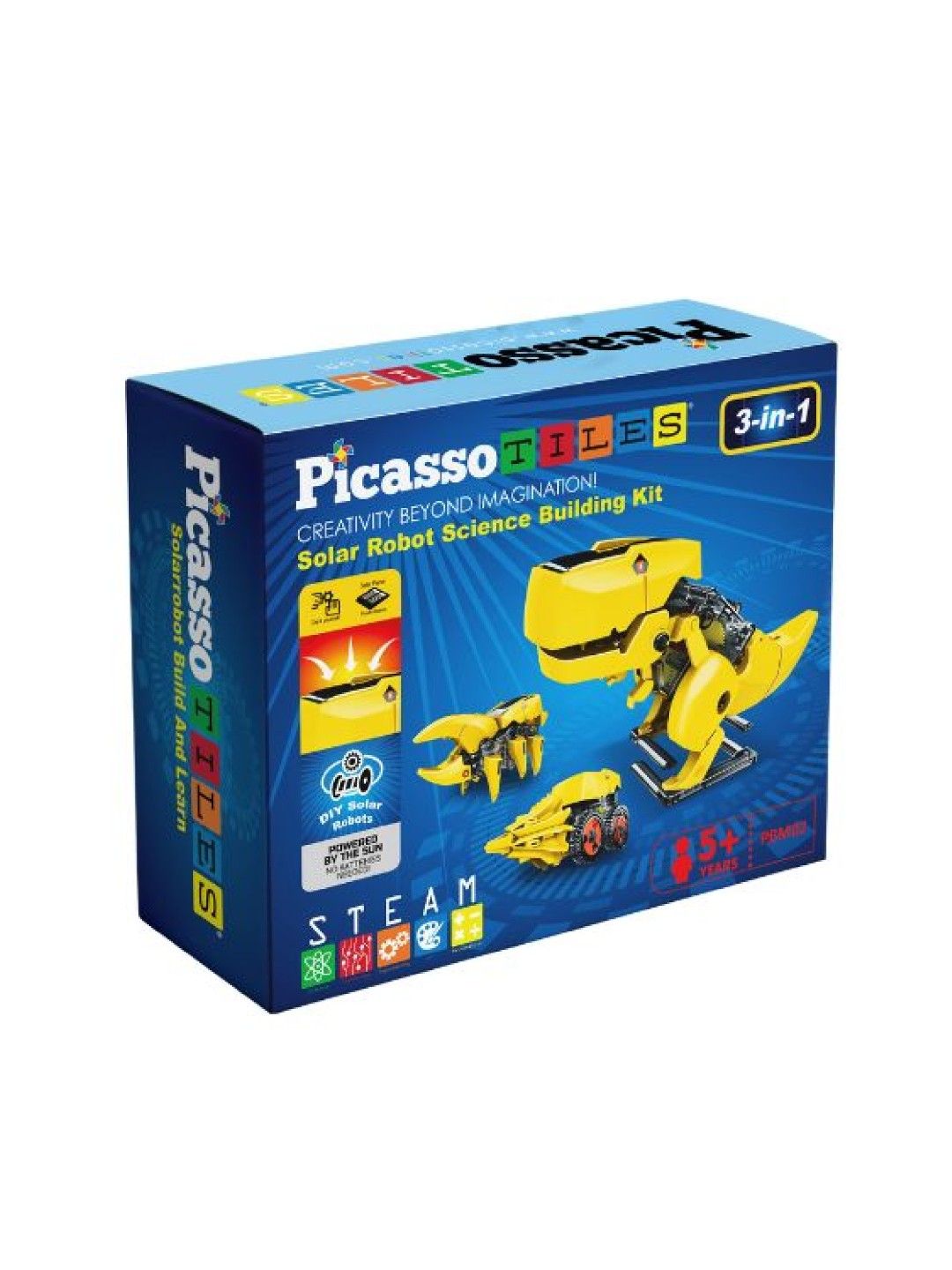 Picasso Tiles 3-in-1 STEM Kids Solar Powered Dinosaur Robot Science Kit (No Color- Image 2)