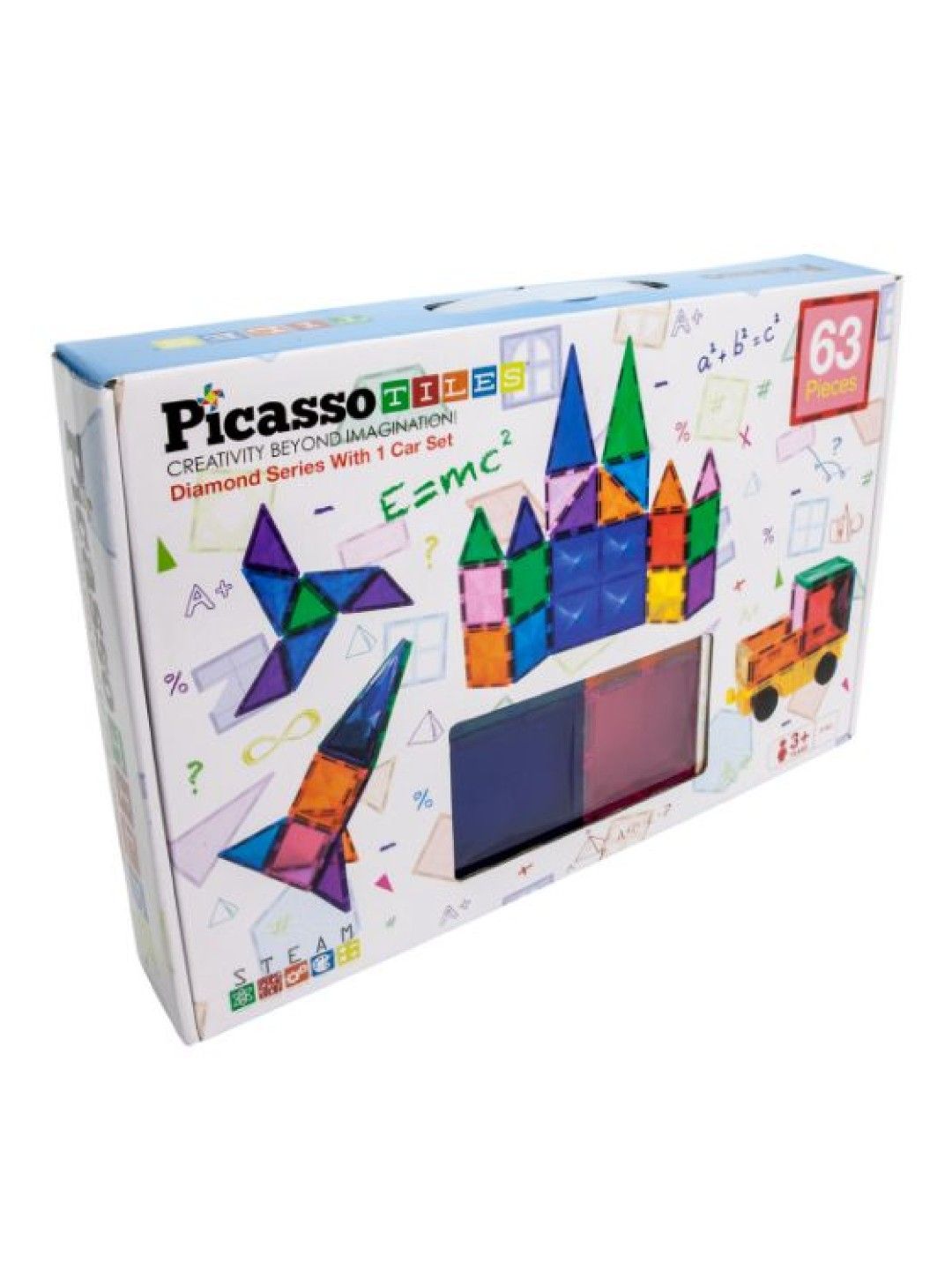 Picasso Tiles Magnetic Tiles (63pcs) (No Color- Image 2)