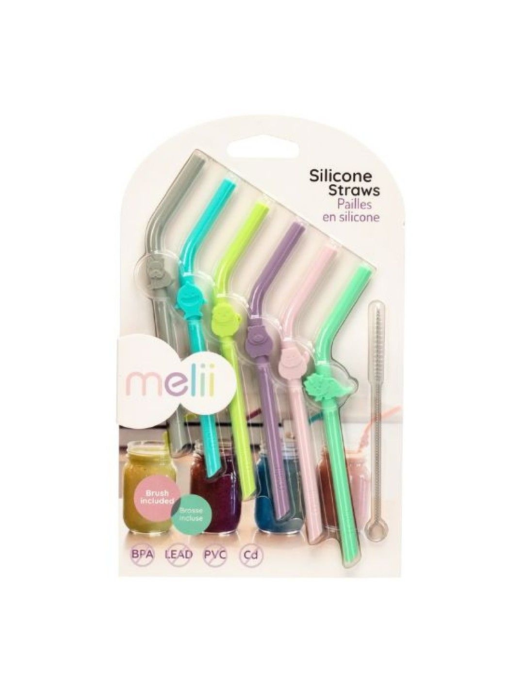 Melii Baby Silicone Animal Straws - with Cleaning Brush (No Color- Image 2)