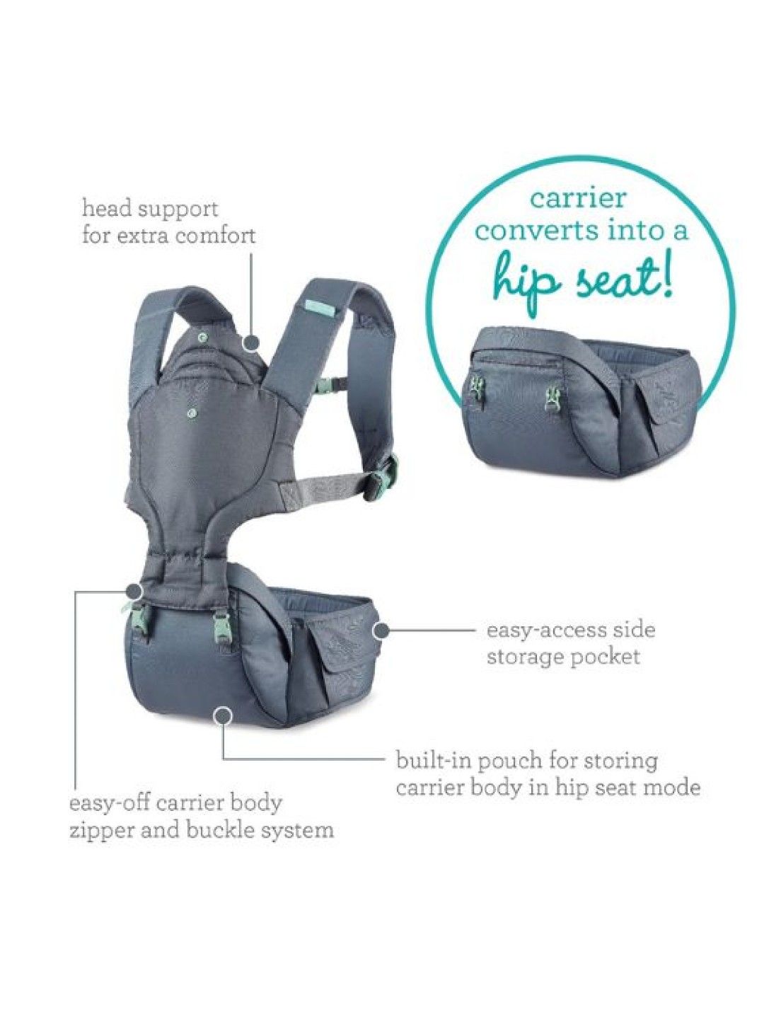 Infantino Hip Rider Plus 5-in-1 Hip Seat Carrier (No Color- Image 2)