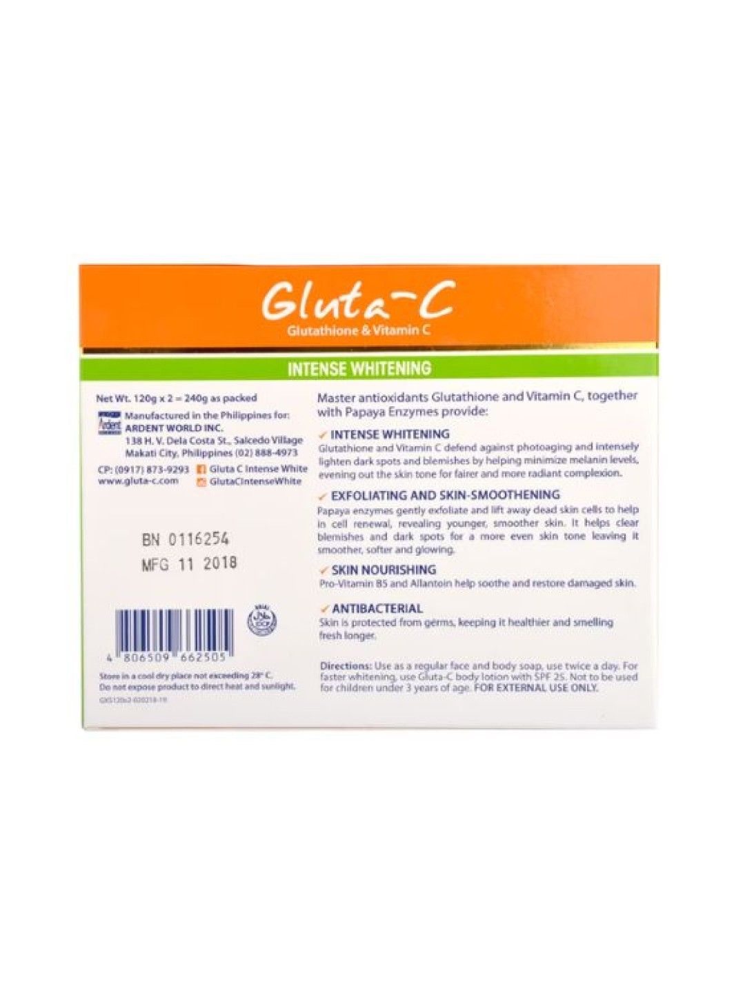 Gluta-C Soap with Papaya Exfoliants (120g) x 2 (No Color- Image 2)