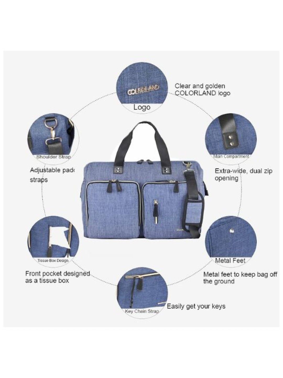 Colorland Diaper Tote Bag (TT199) (Blue- Image 2)